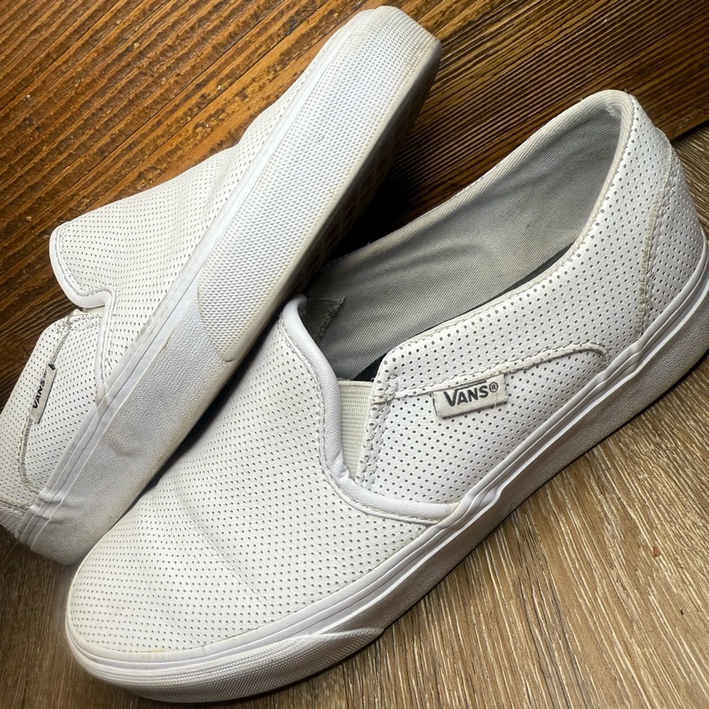 Vans White Slip-On Sneakers